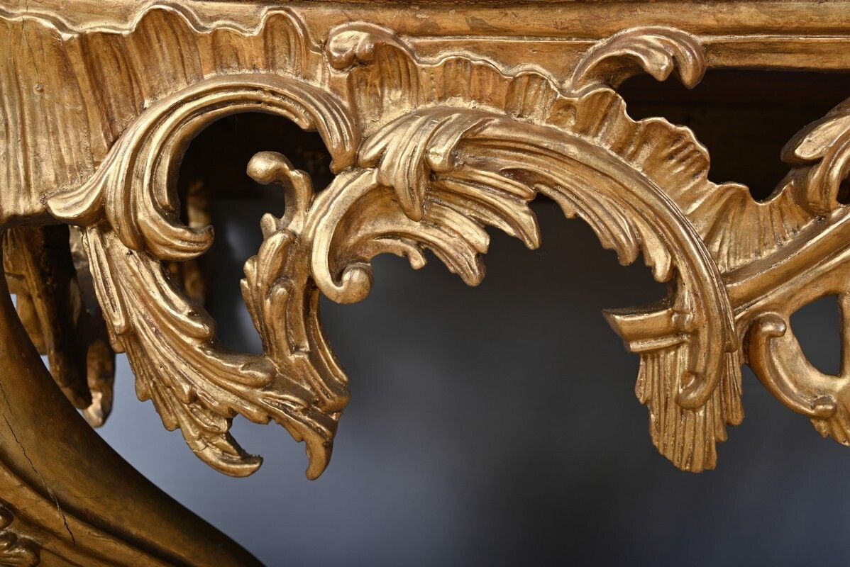 Furniture Important Wall Lamp Console In Golden Wood, Louis XV – Style Mid 20th Century photo