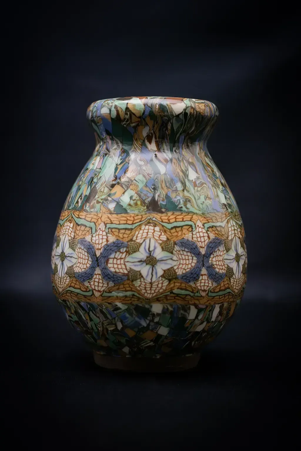 Vase Gerbino en céramique polychrome à terres mêlées, mid-century, Vallauris photo 260.0