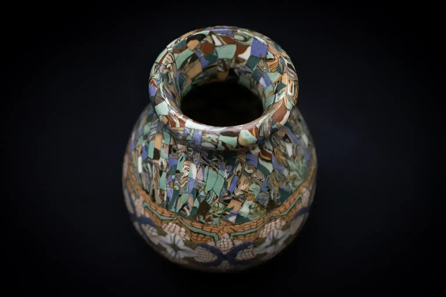 Vase Gerbino en céramique polychrome à terres mêlées, mid-century, Vallauris photo buy
