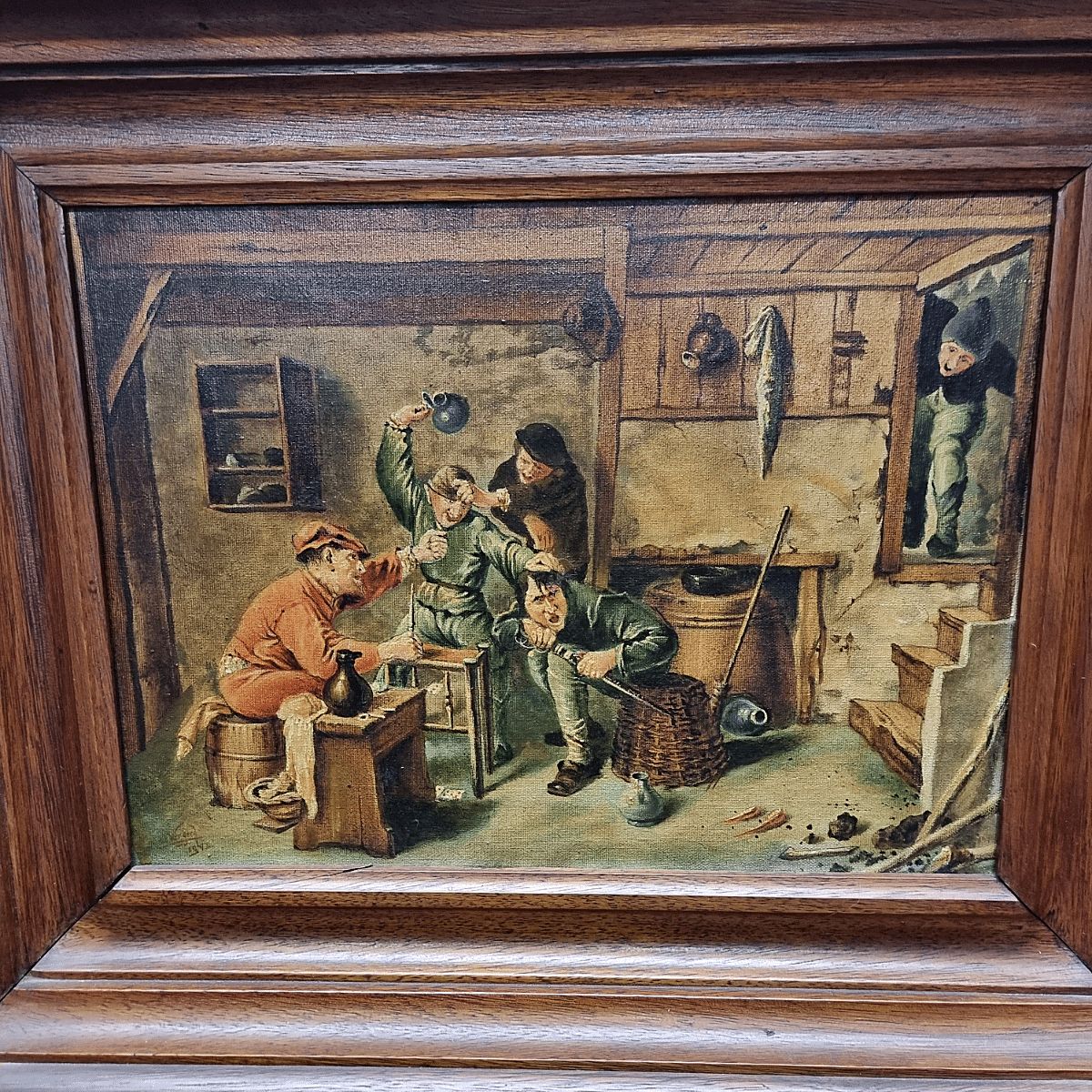 Painting With Genre Piece After Adriaen Brouwer, 1940s photo furniture