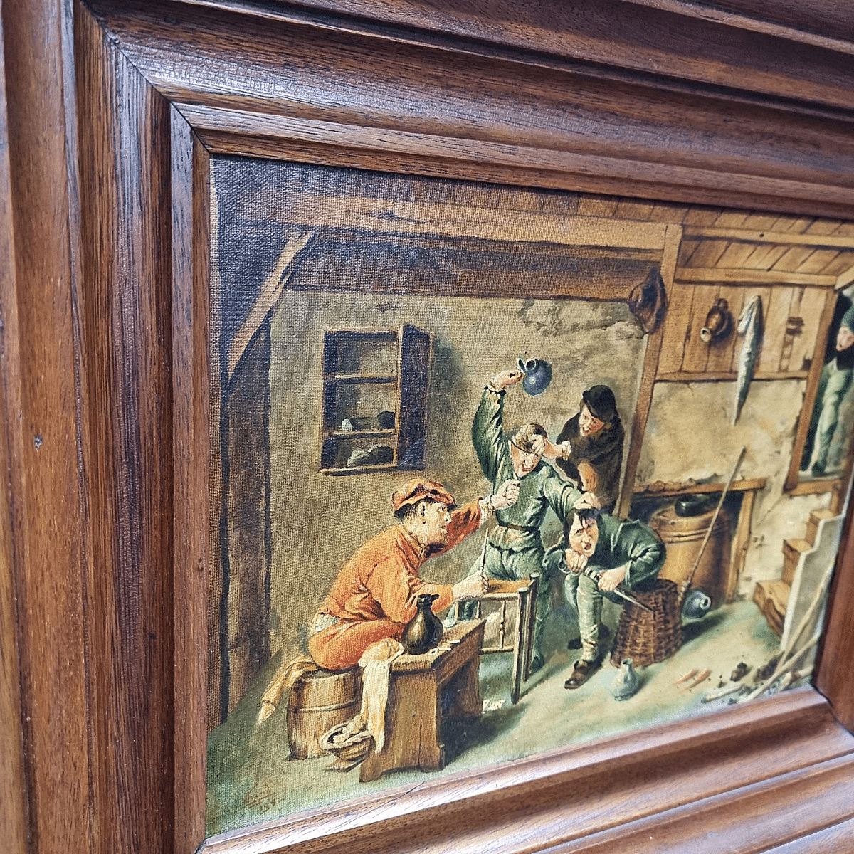 Painting With Genre Piece After Adriaen Brouwer, 1940s photo Art