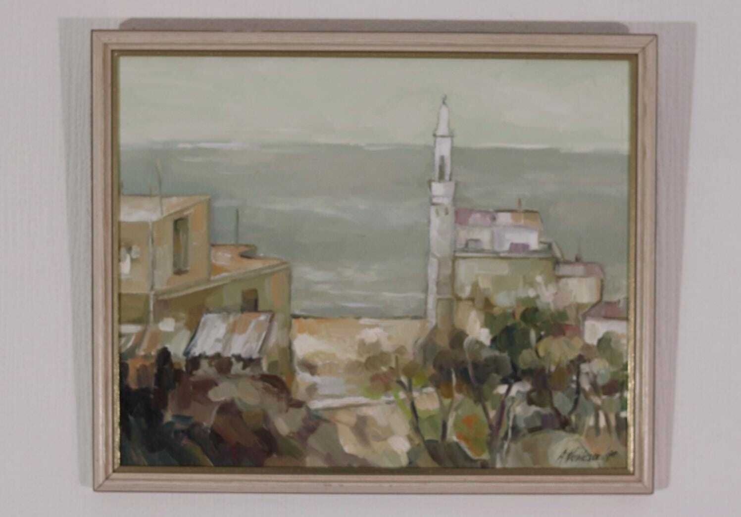 Original European Oil On Canvas – “By The Sea” By A. Vasilesck – Vintage & Dated 1990, Framed  44 × 36 Cm (17.3" × 14.2") photo 375.0