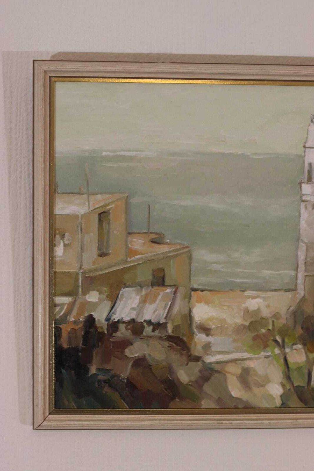 Original European Oil On Canvas – “By The Sea” By A. Vasilesck – Vintage & Dated 1990, Framed  44 × 36 Cm (17.3" × 14.2") photo vinterior