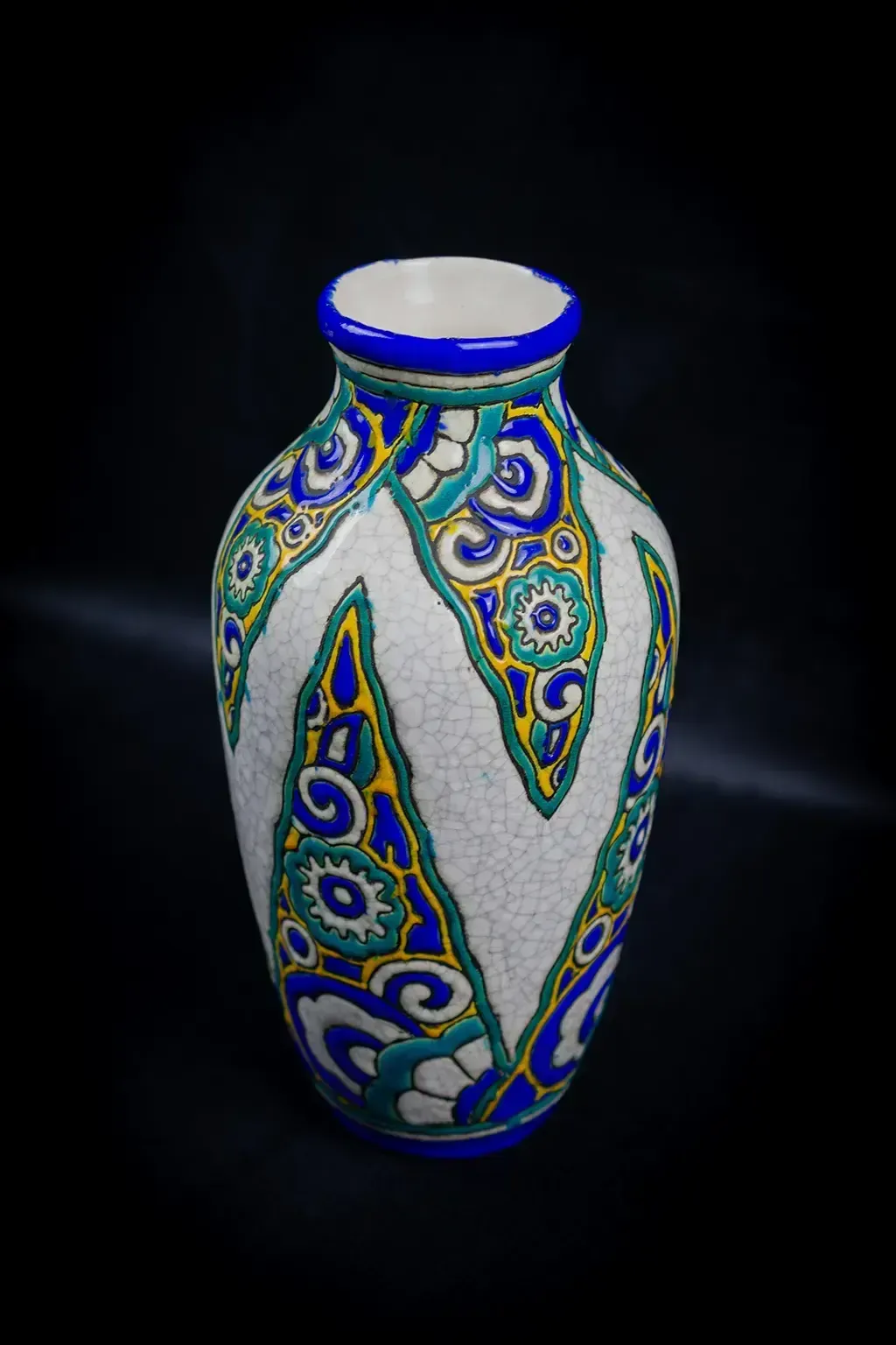Crackle Glazed Earthenware Vase By Charles Catteau (D.1101) photo for sale