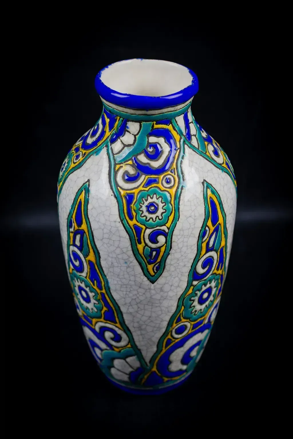 Crackle Glazed Earthenware Vase By Charles Catteau (D.1101) photo 900.0