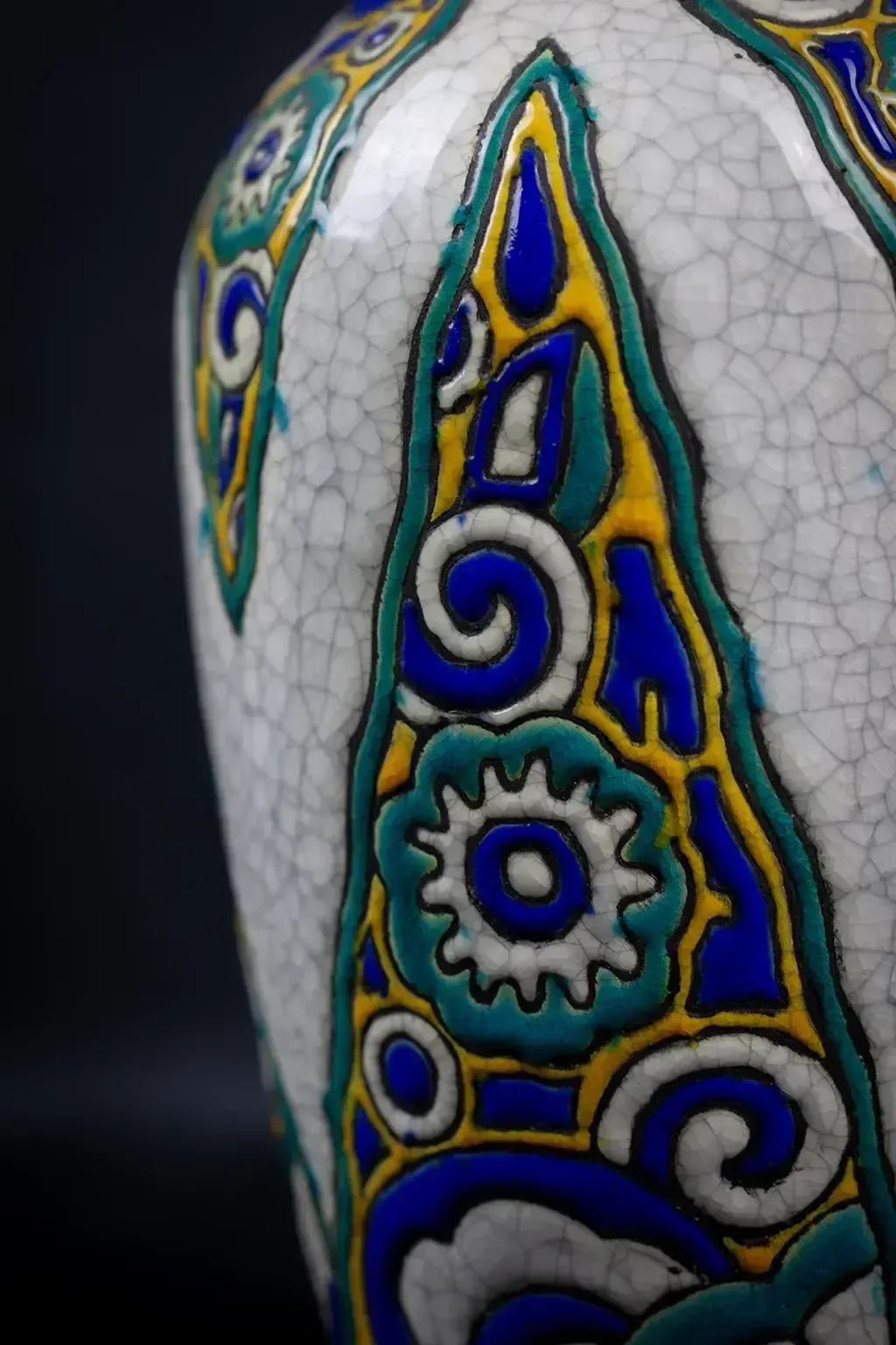 photo buy Crackle Glazed Earthenware Vase By Charles Catteau (D.1101)