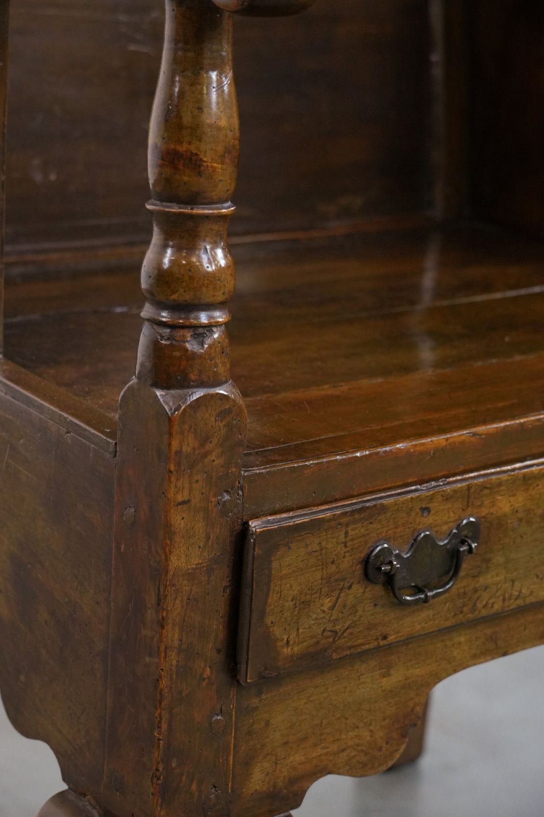 Furniture Beautiful And Unique Antique English Hooded Lambing Chair From The 18th Century With A Hood Shape And A Drawer. photo