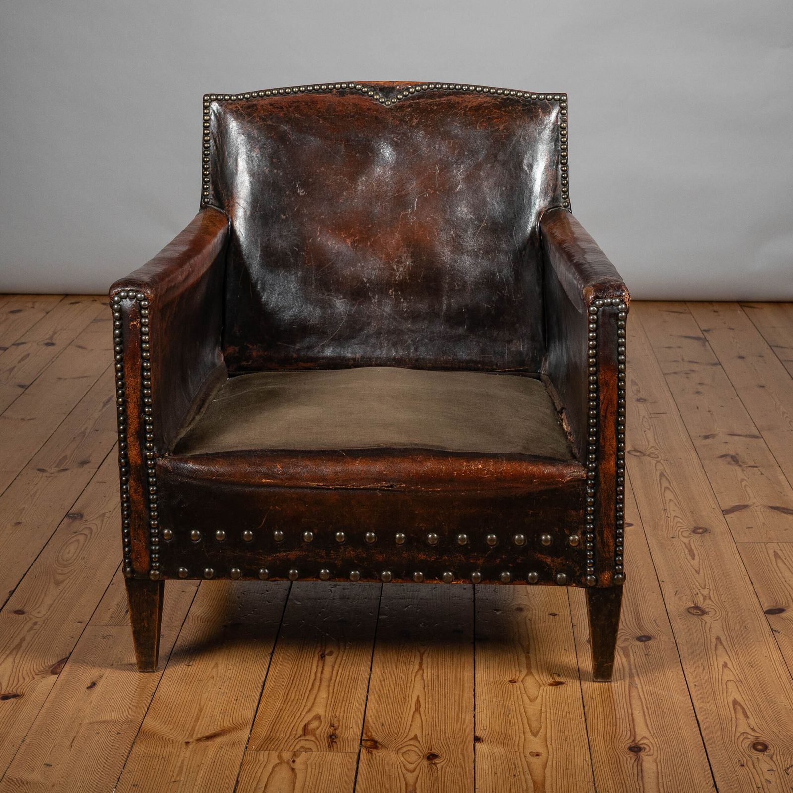 1930 Art Deco French Leather Club Armchair photo 1350.0