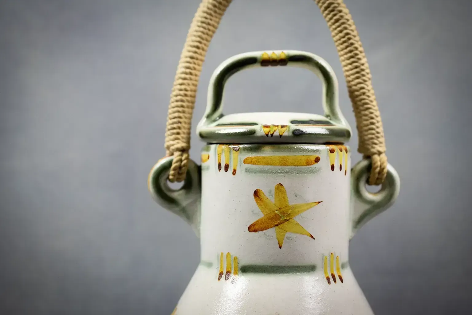 Glazed Stoneware Milk Jug With Plant Decoration – Keraluc Factory, Quimper, Circa 1960   Breton Modernist Ceramic photo furniture
