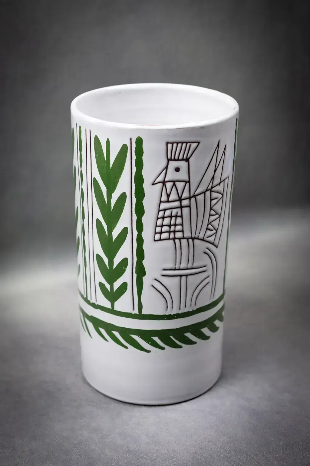 Vase cylindrique en faïence émaillée, par Michel Barbier photo Décoration