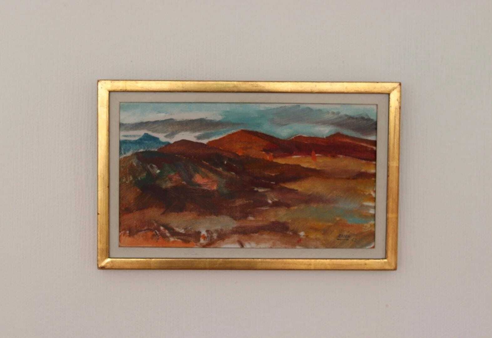 Original Mid Century Swedish Oil On Canvas – “Umeå” By Kjell Rosen – Vintage & Dated 1962, Framed  27 × 43 Cm (10.6" × 16.9") photo buy