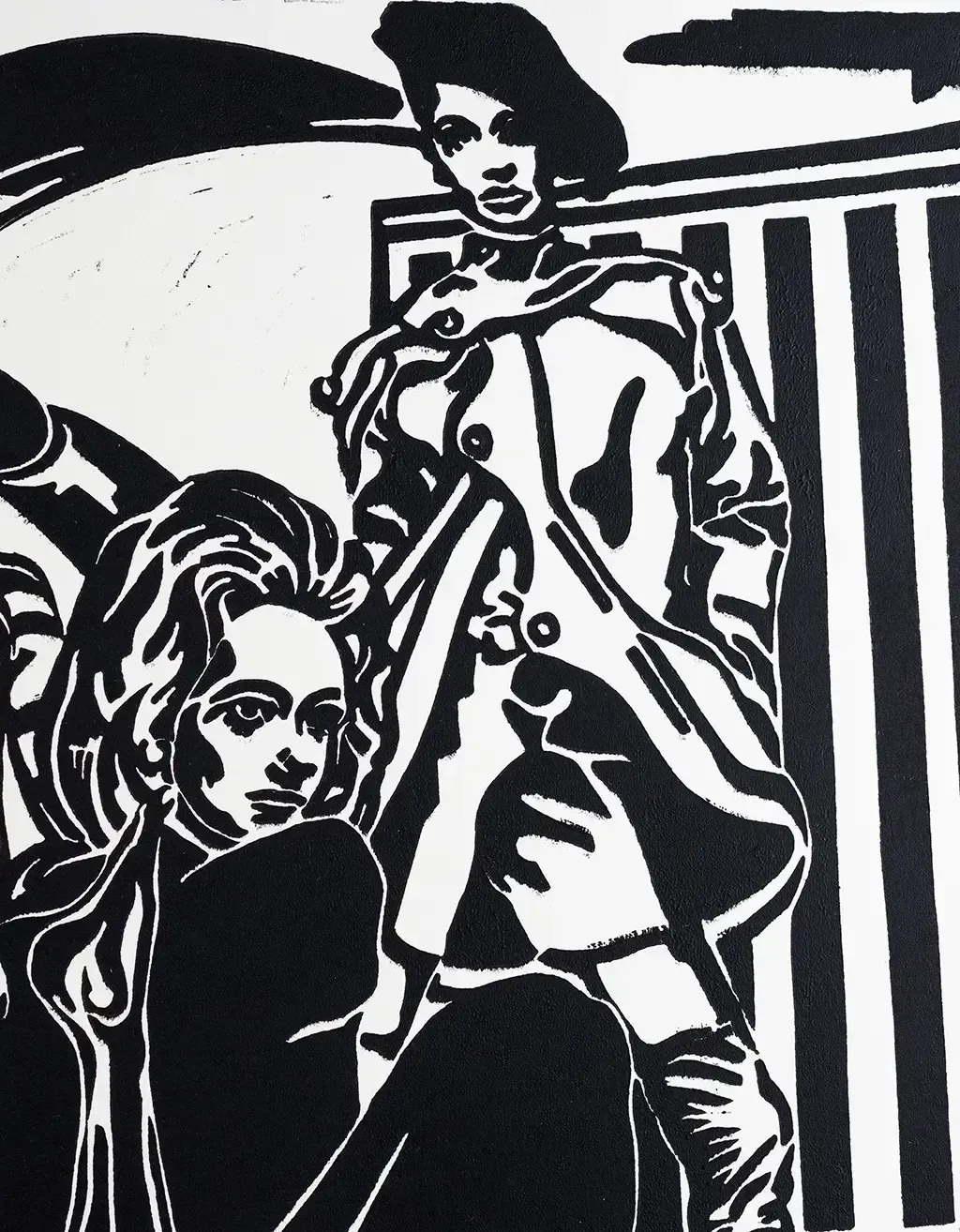 Linocut de Didier Angels - "Intimate Debates", années 1960 - Épreuve d'artiste signée photo for sale