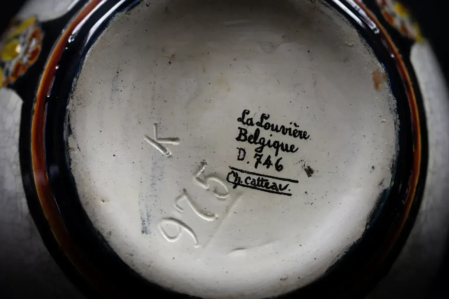 photo vintage Vase en faïence craquelée Charles Catteau (D.746)