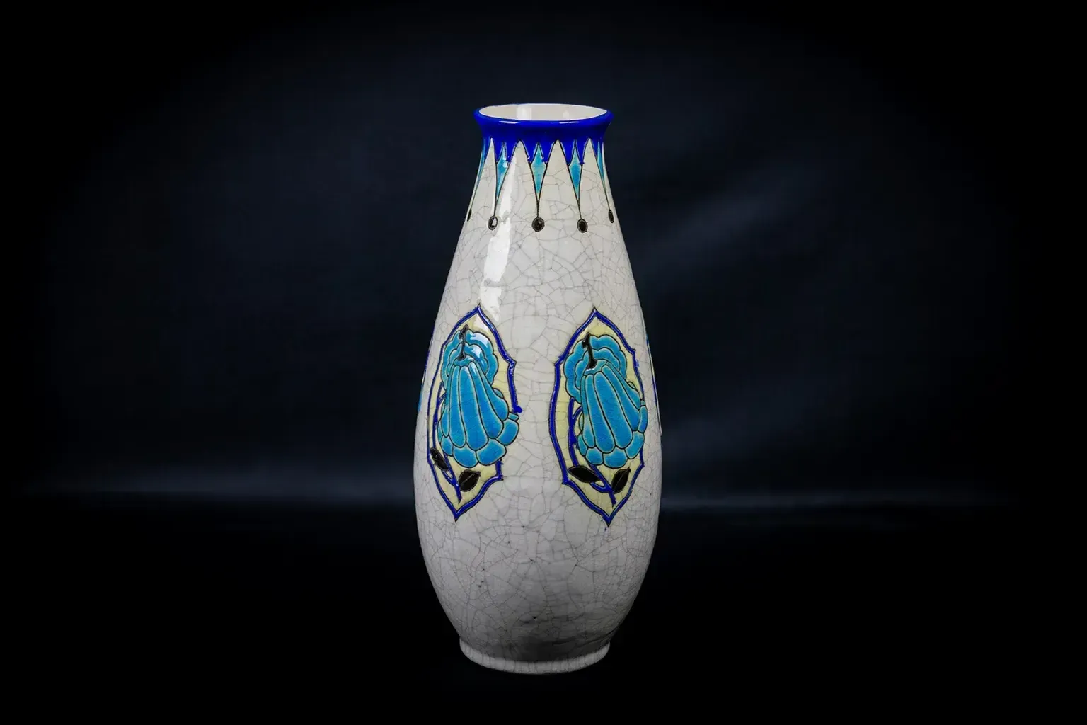 Crackle Glazed Earthenware Vase By Maurice Dufrêne, Keramis For La Maîtrise photo vintage