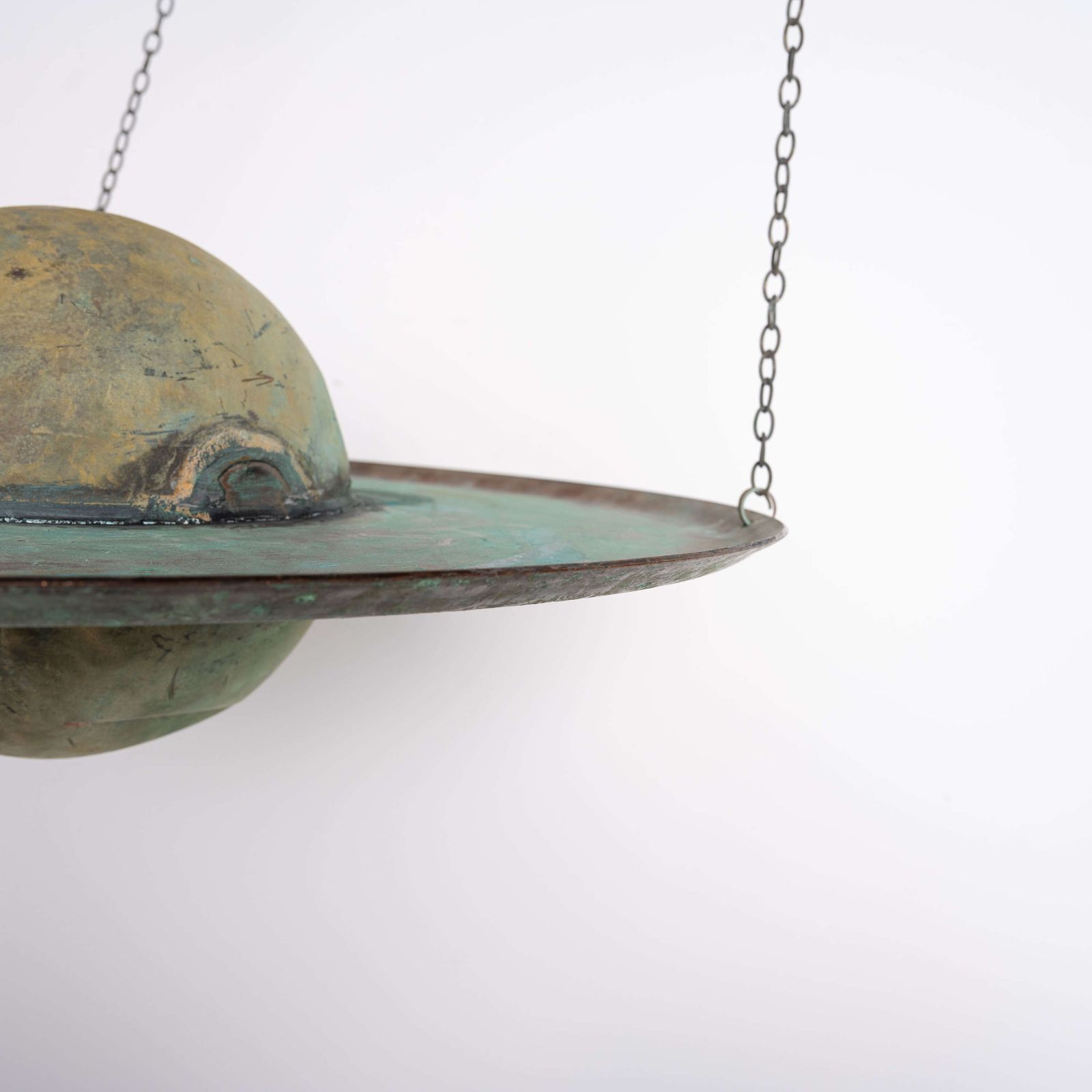 Large Hanging Copper Model Of Saturn, Mid Century Decorative Planet Sculpture photo 1250.0
