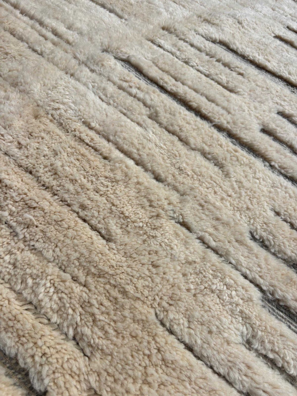 Moroccan Mrirt White Wool Rug 200x300 Cm   Berber Moroccan Modern Carpet   Moroccan Natural Wool Rug photo 1232.0