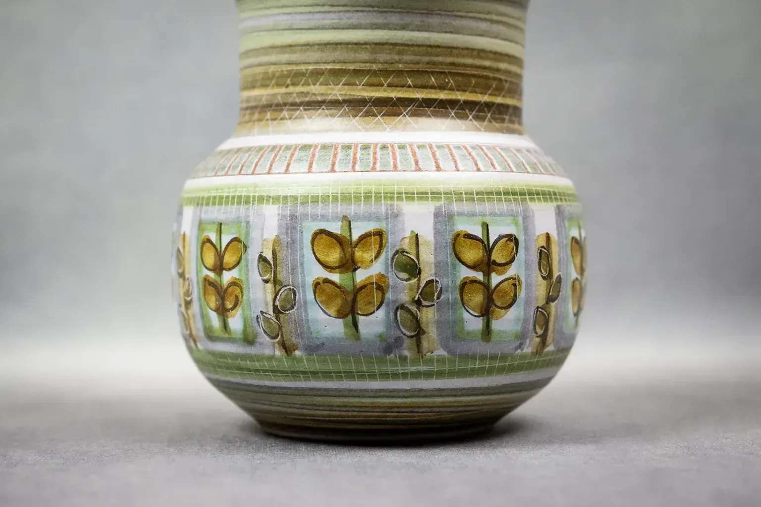 Vase en grès émaillé Marcel Guillot, décor végétal, années 1960 photo Décoration