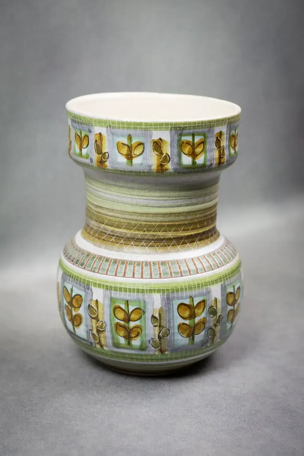 Vase en grès émaillé Marcel Guillot, décor végétal, années 1960 photo buy