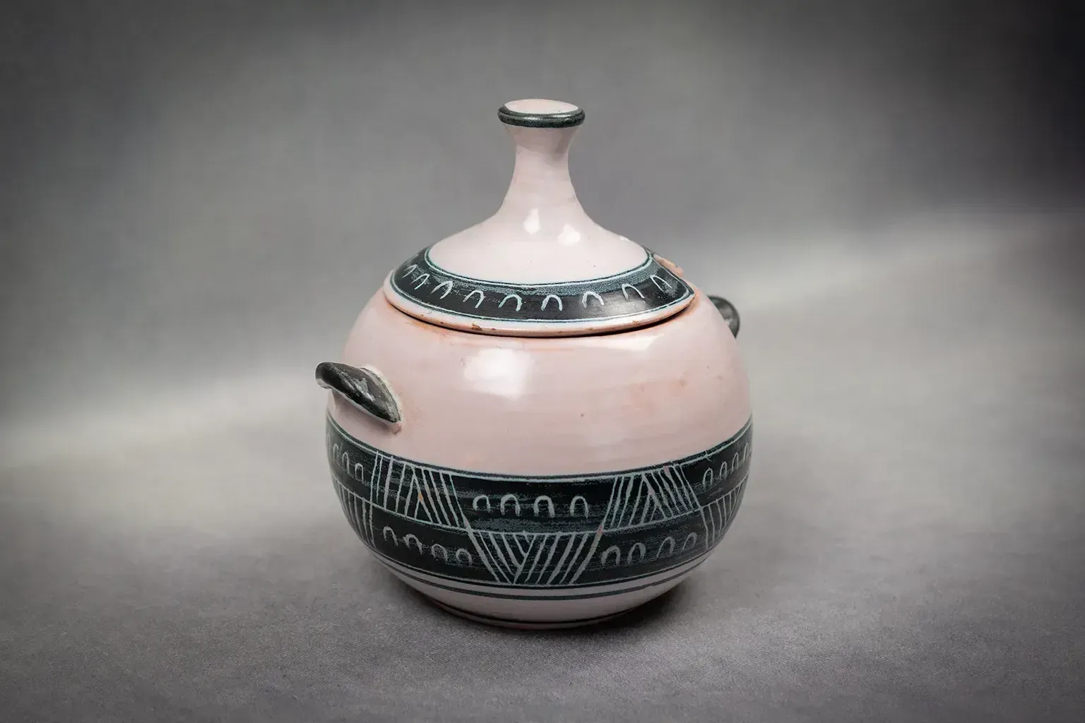 Pot à confiture avec couvercle, signé Yvon Roy - céramique mid-century photo 120.0
