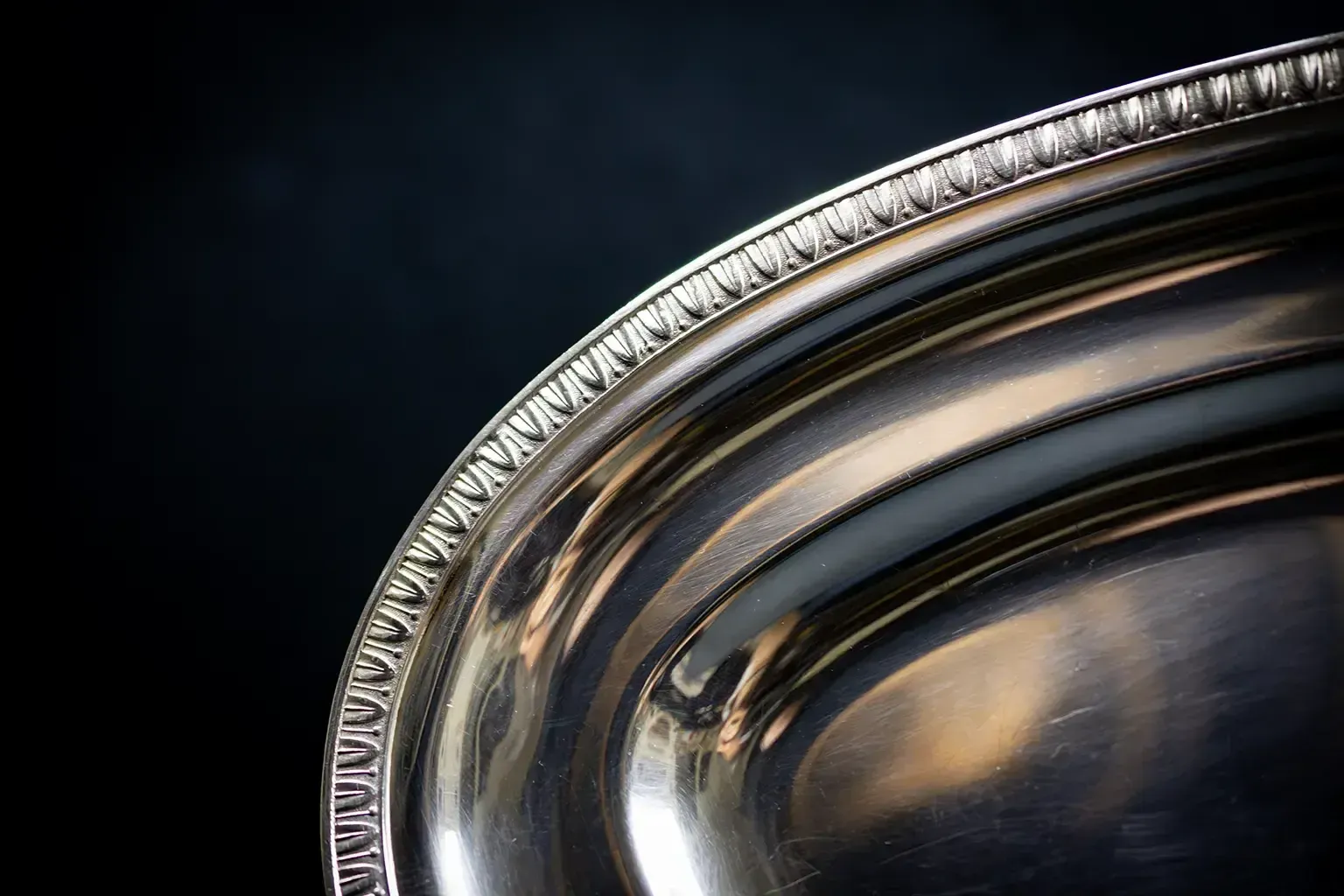Large Oval Silver Plated Metal Serving Platter With Gadrooned Rim – Hallmarked photo 130.0