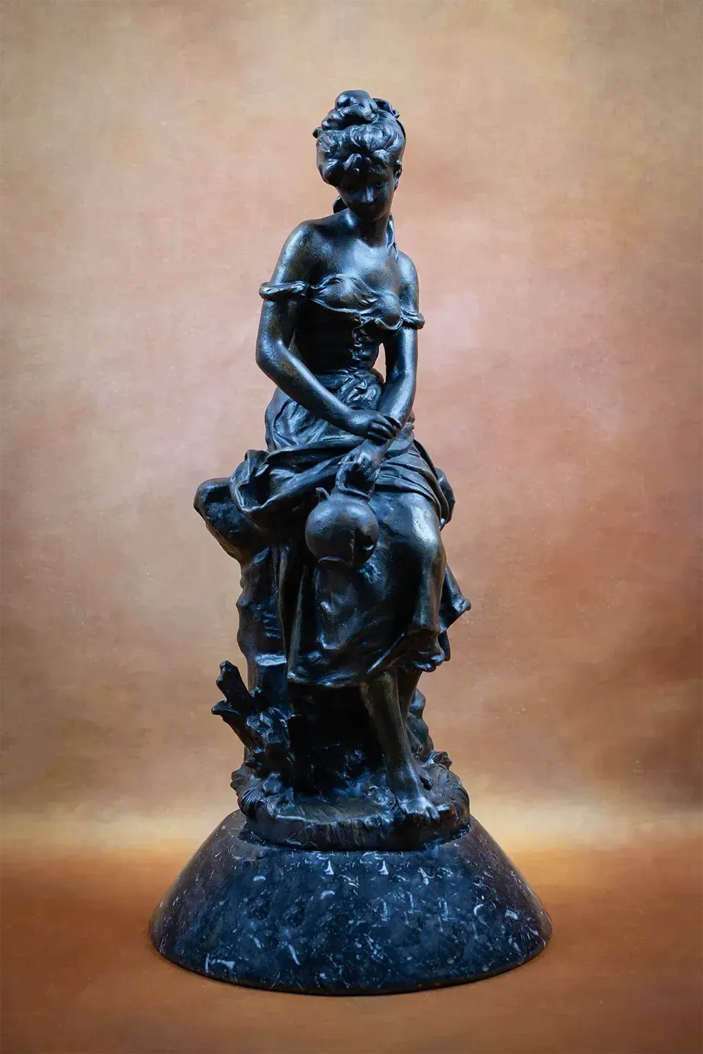 Bronze Sculpture Of A Woman With A Jug By Hippolyte Moreau photo vinterior