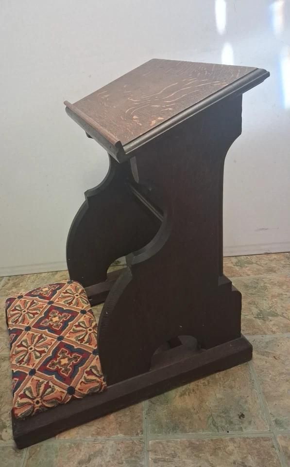 Antique Victorian Oak Prayer Bench From A Welsh Chapel In Gothic Styling photo for sale