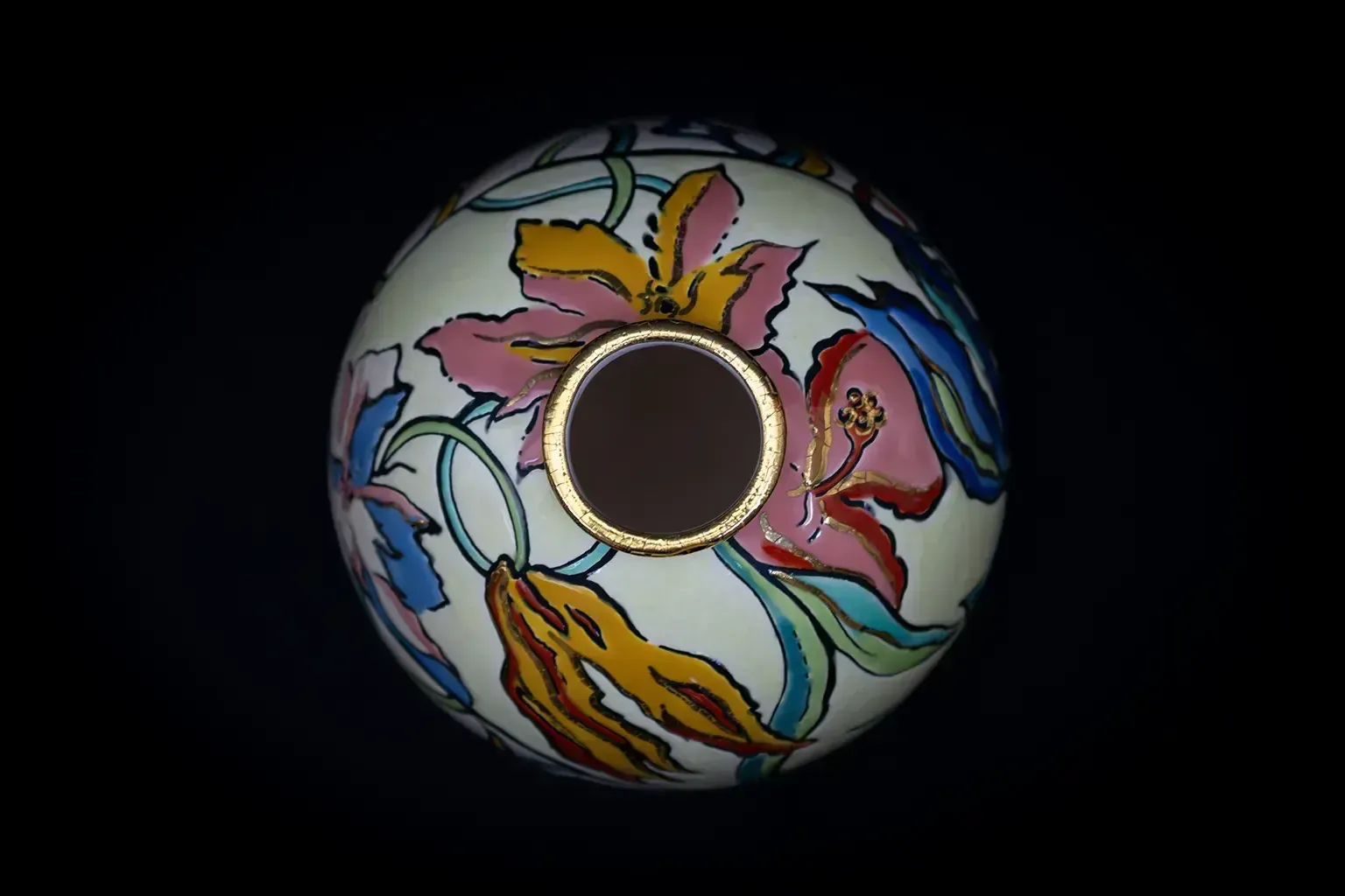 Vase sphérique « Bagatelle » en émaux de Longwy photo vinterior