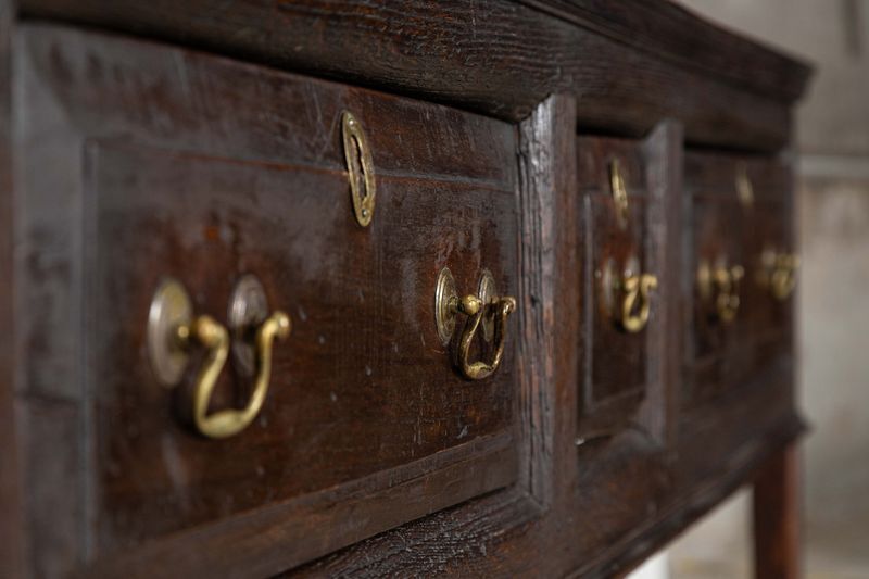 Furniture 18thc English Oak Vernacular Dresser Base photo