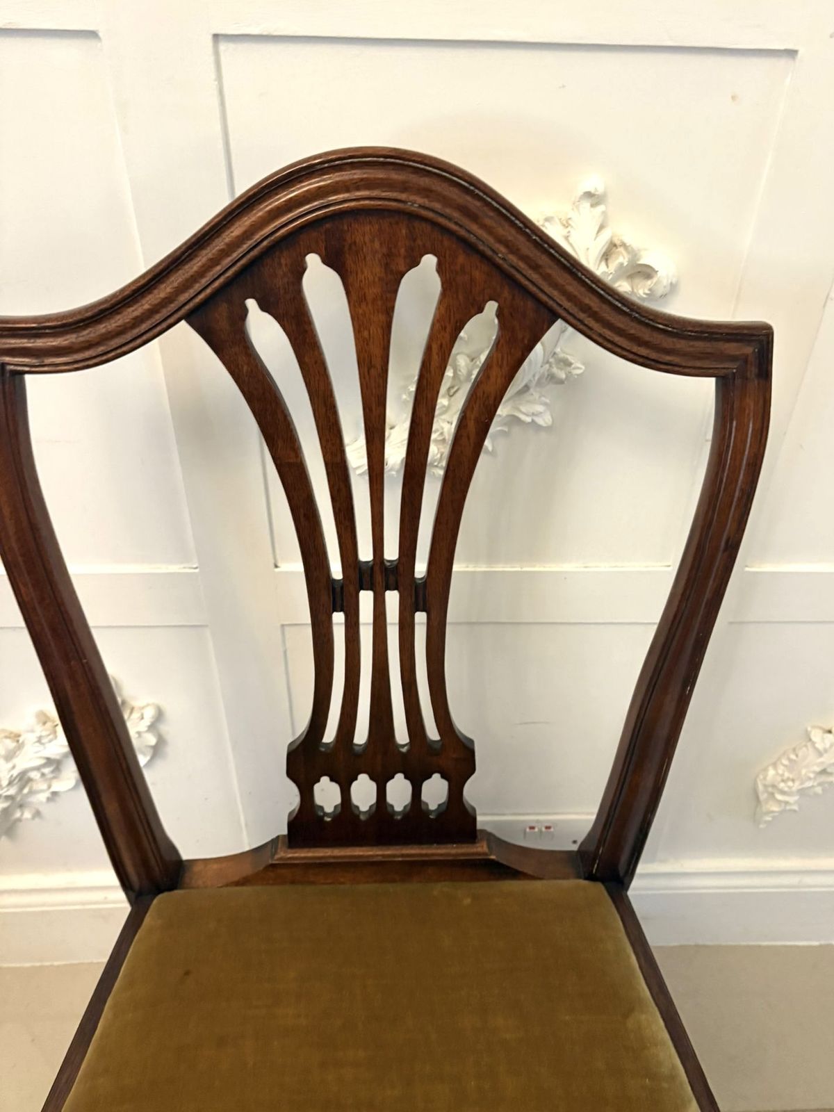 Furniture Quality Set Of 12 Antique Mahogany Hepplewhite Style Dining Chairs photo