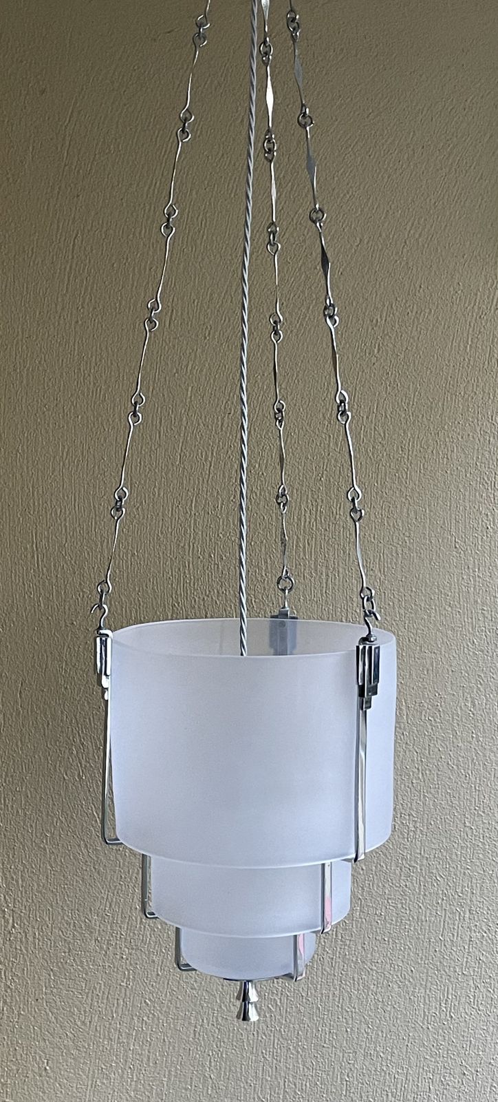 Art Deco Chrome And Glass Ceiling Light