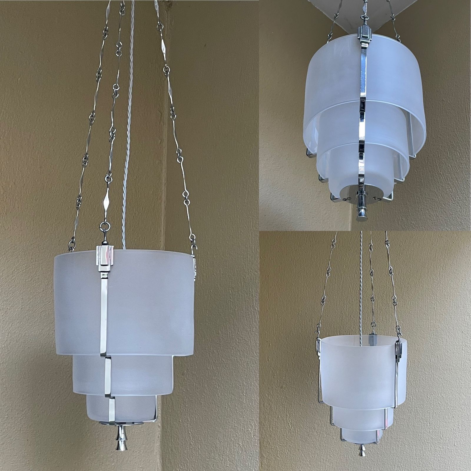 Art Deco Chrome And Glass Ceiling Light photo furniture