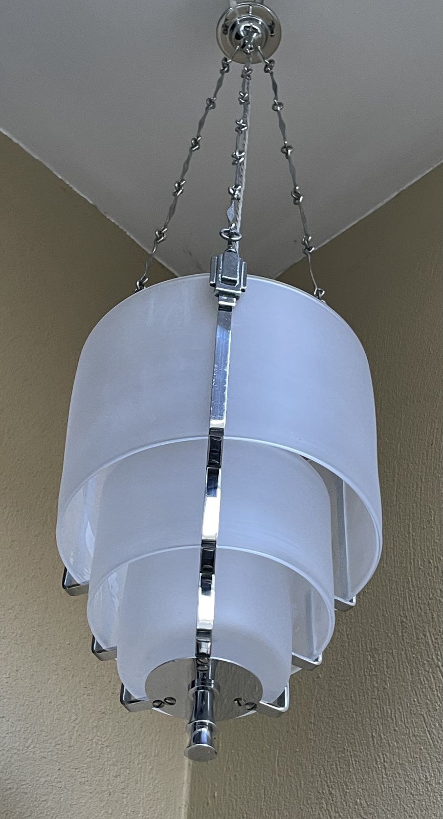 Art Deco Chrome And Glass Ceiling Light photo buy