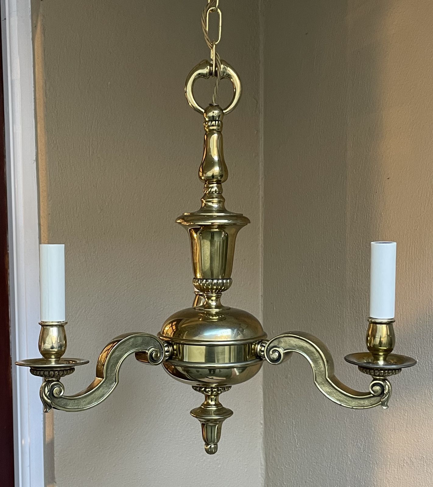 Early 20th Century Cast Brass Three Branch Chandelier photo furniture