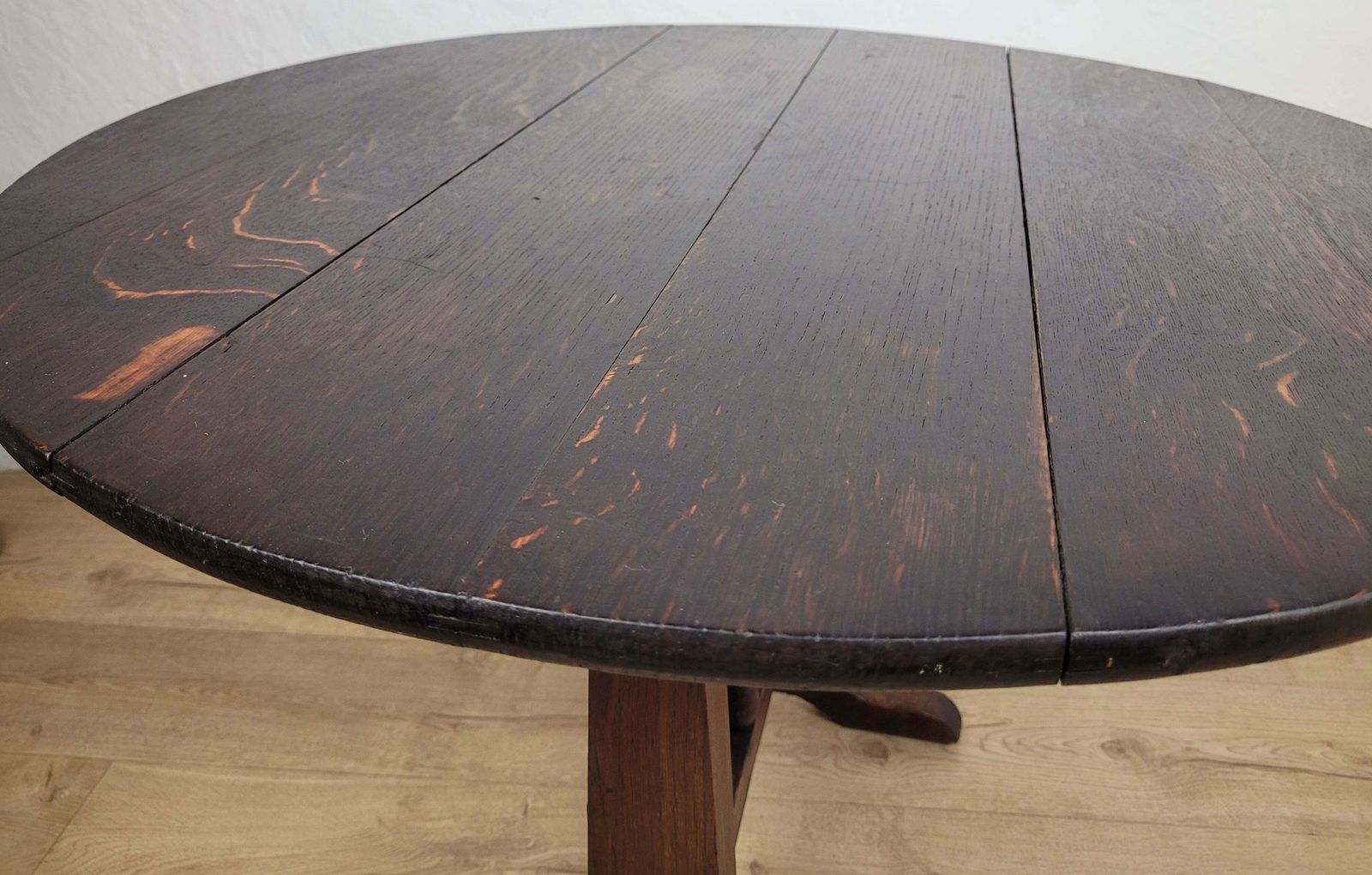 Vigneron Wine Tasting Table French Tilt Top Oak 19th Century photo vintage