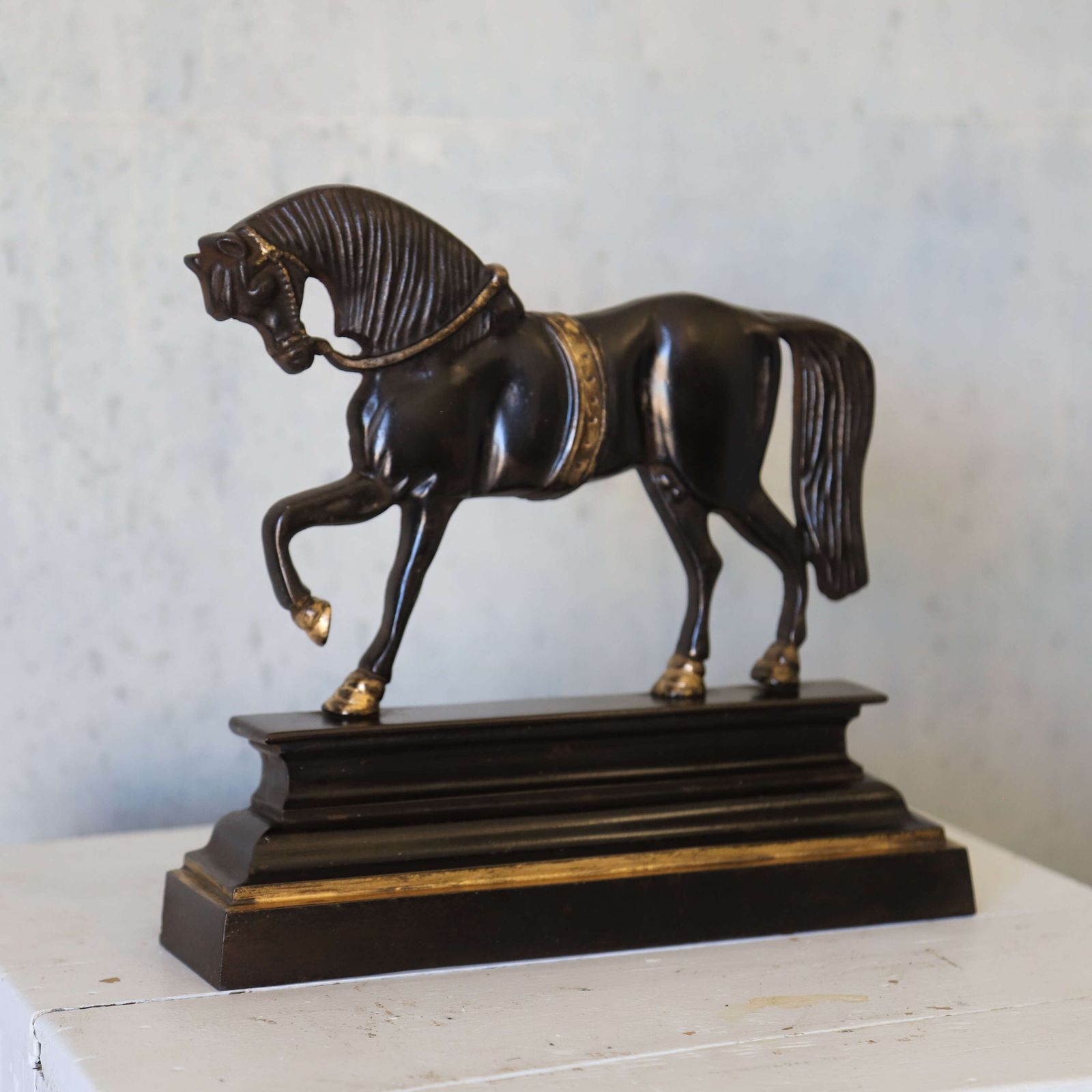 Edwardian Horse Door Stop In Cast Iron With Bronze Details photo Art