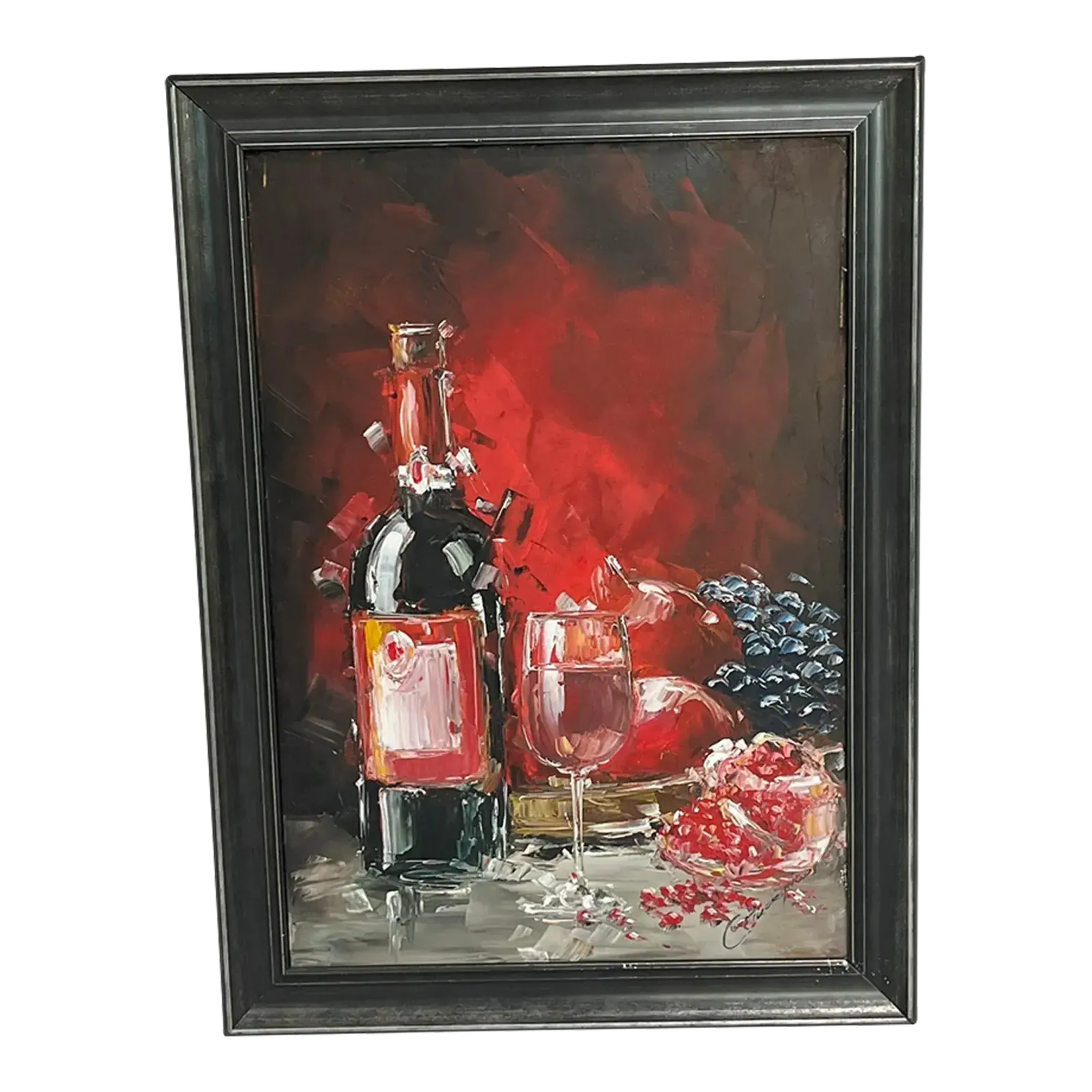 "Still Life With Wine And Pomegranates" Painting