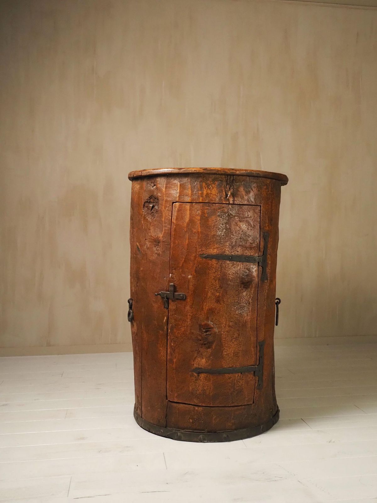 Primitive Folk Art Cabinet Made Of An Old Tree Trunk. photo for sale
