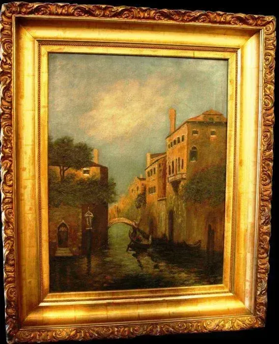 Antique Painting Of Venice, 1800s photo furniture