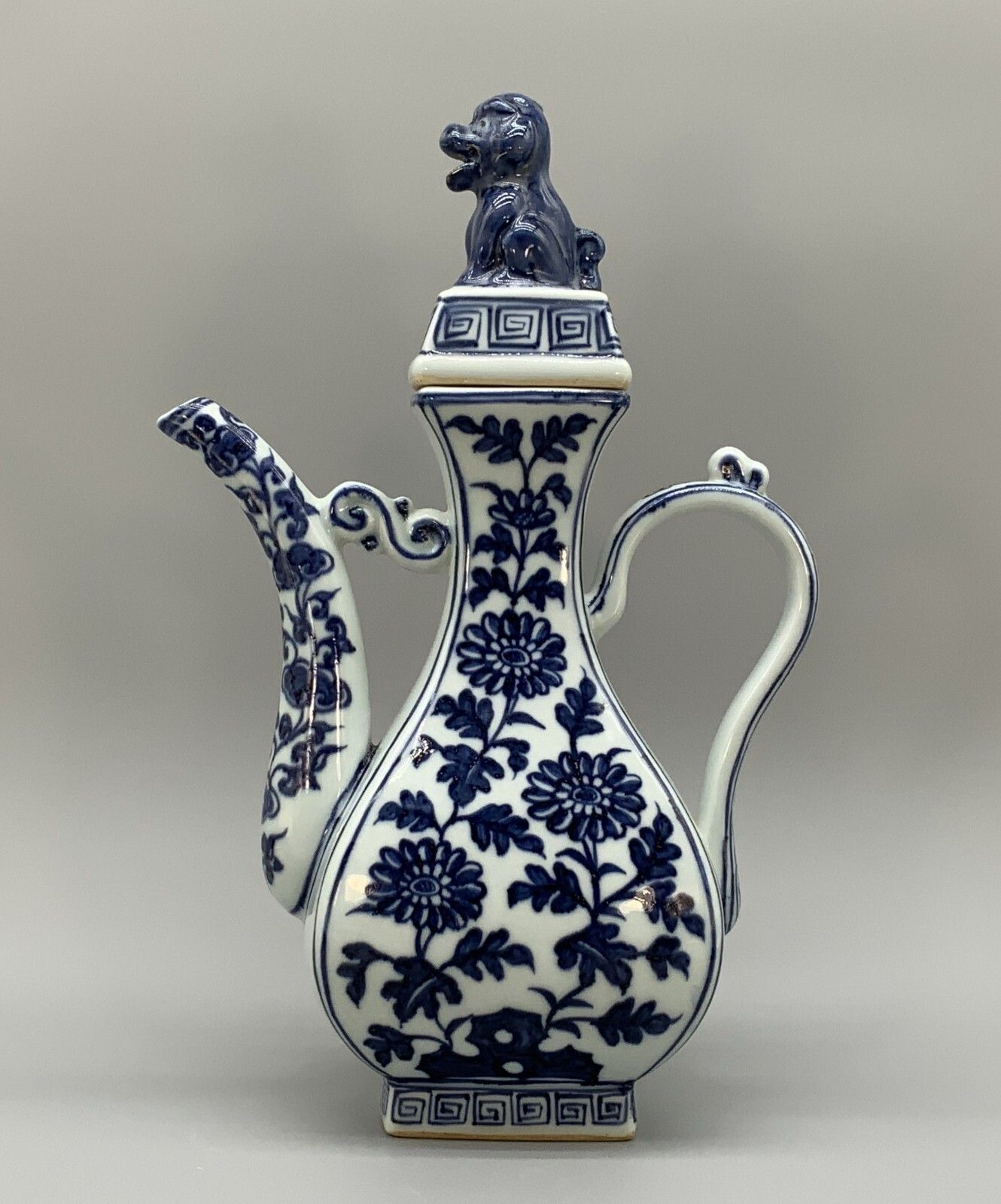 Superb Early 20thc Chinese Blue & White Ming Dynasty Style Porcelain Teapot Ewer photo vinterior