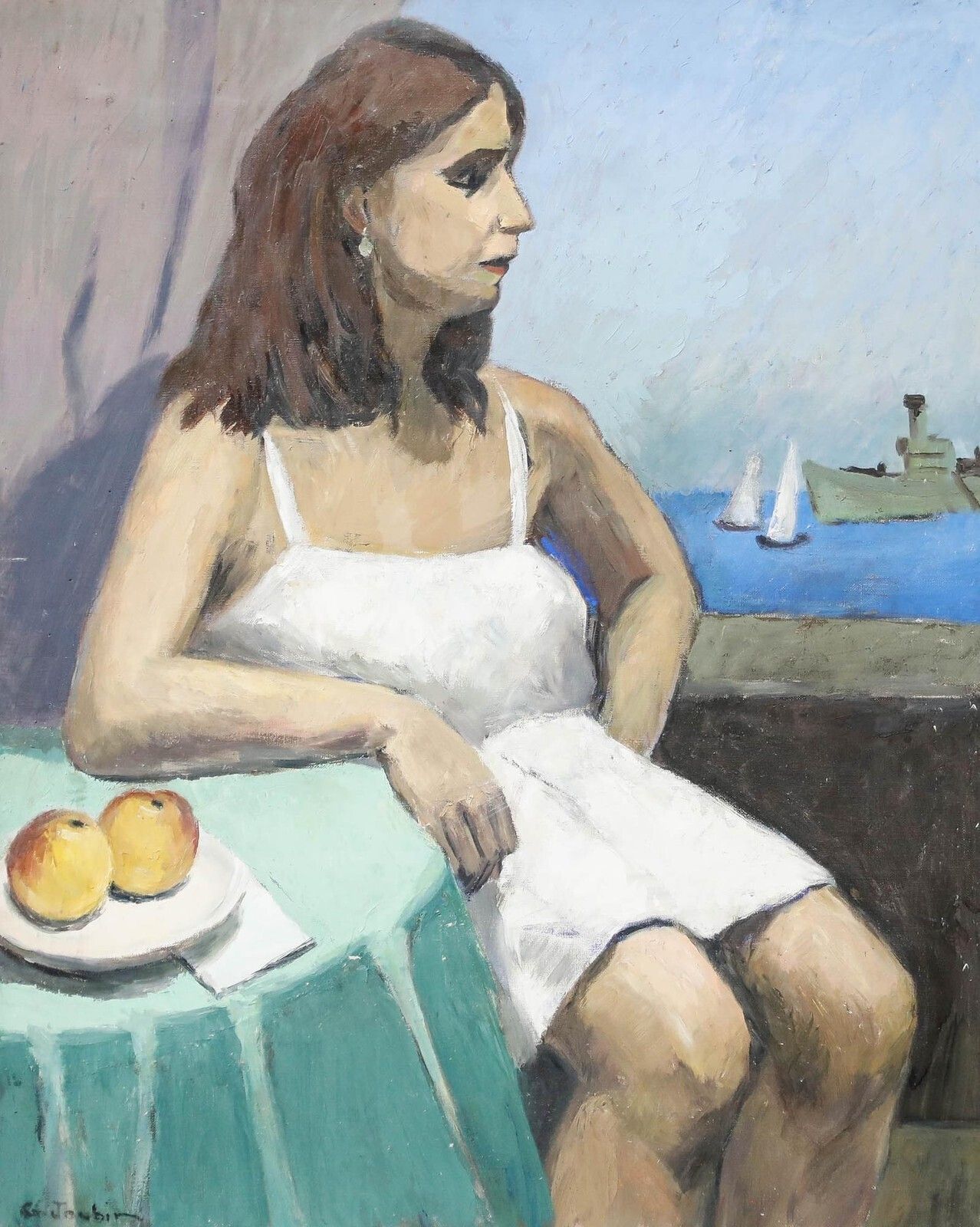 Georges Joubin (1888 1983)   Mid 20th Century Oil, La Louise photo furniture