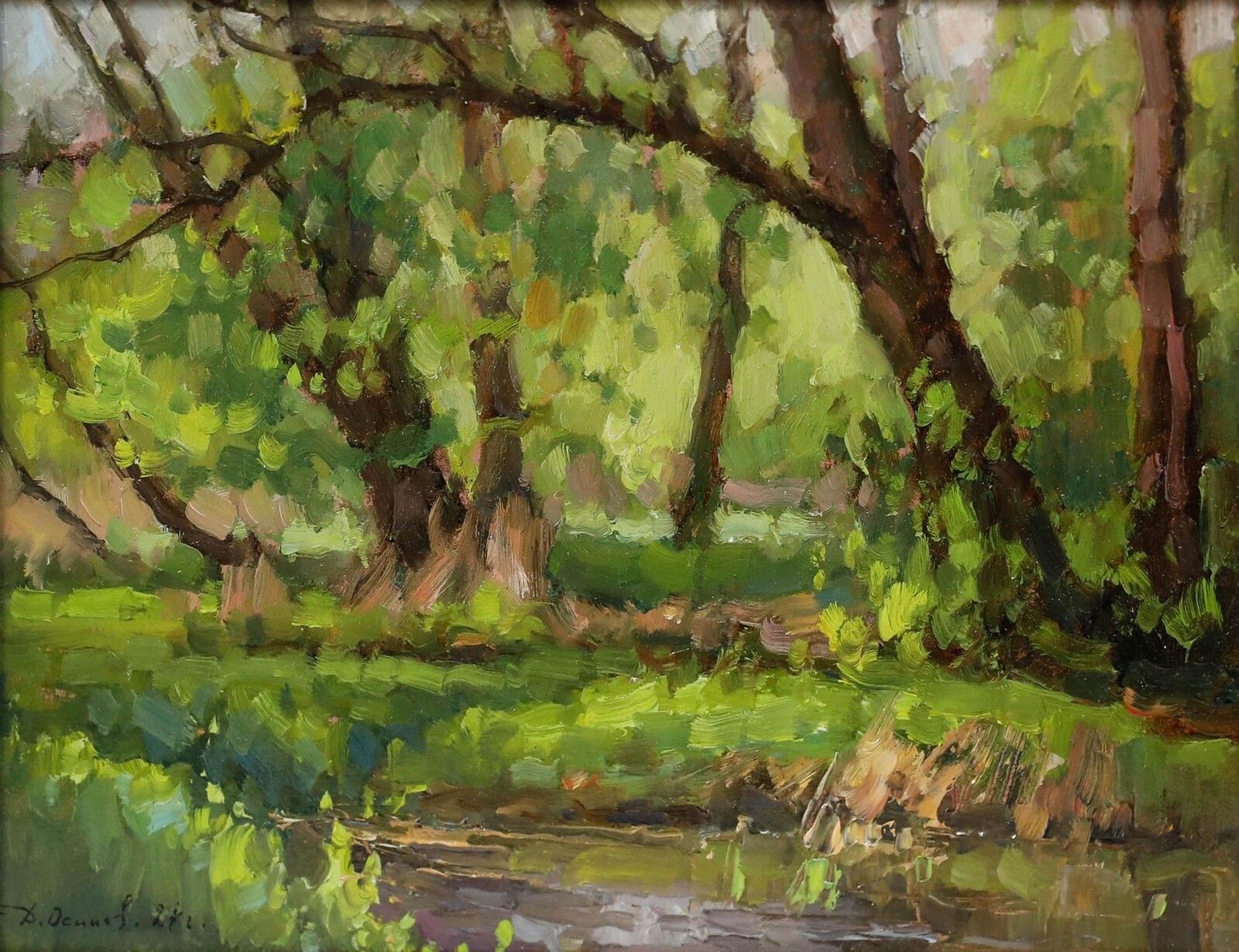 Dmitri Osipov   Framed 20th Century Oil, Sunlight In The Wood photo furniture