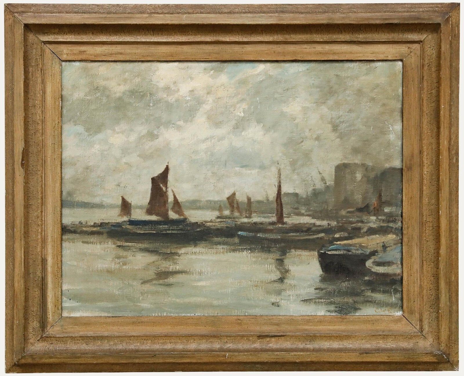 Cyril Walduck Edwards (1902 1982)   Framed Oil, Sailing Boats & Barges