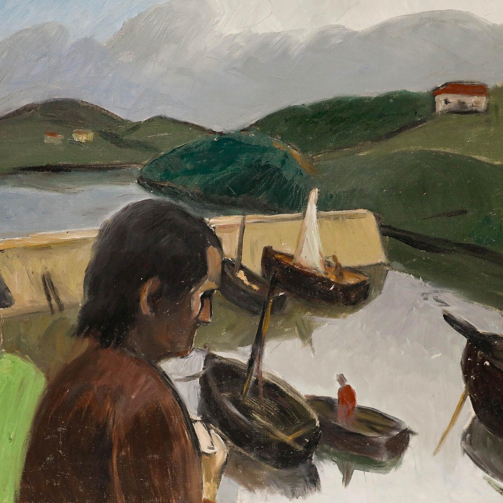 Georges Joubin (1888 1983)   Mid 20th Century Oil, By The Harbour photo Art