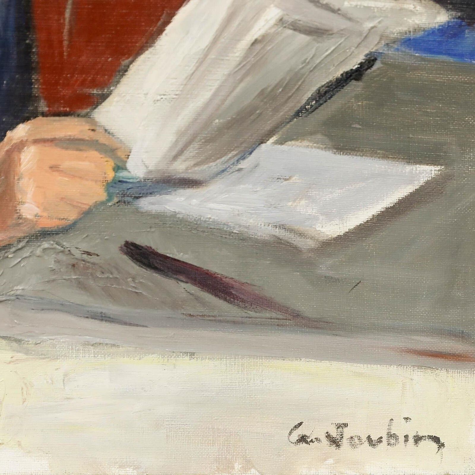 Georges Joubin (1888 1983)   Modernist 1970 Oil, Woman Reading photo buy