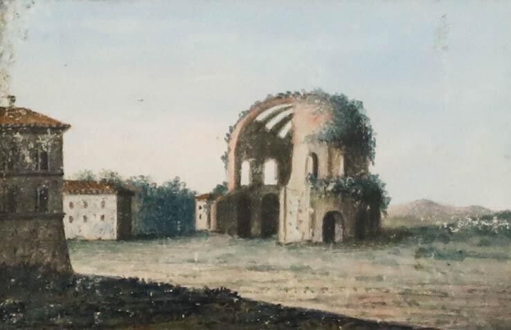 Italian School 19th Century Watercolour   The Temple Of Minerva Medica photo furniture