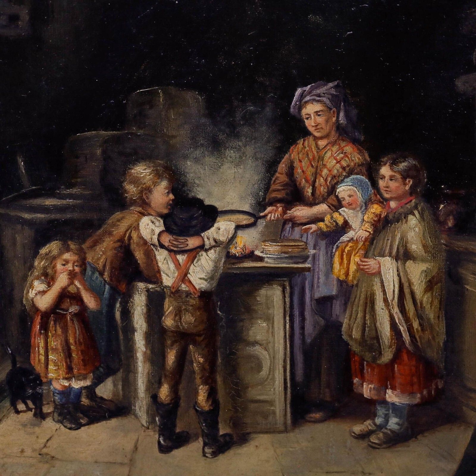 Attrib. Jonathan Pratt (1835 1911) After Thomas Faed   Oil, Shrove Tuesday photo Art