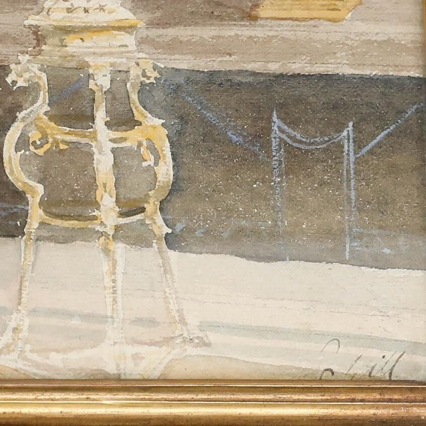 Adolf Schill (1848 1911)   Late 19th Century Watercolour, Statues photo vinterior