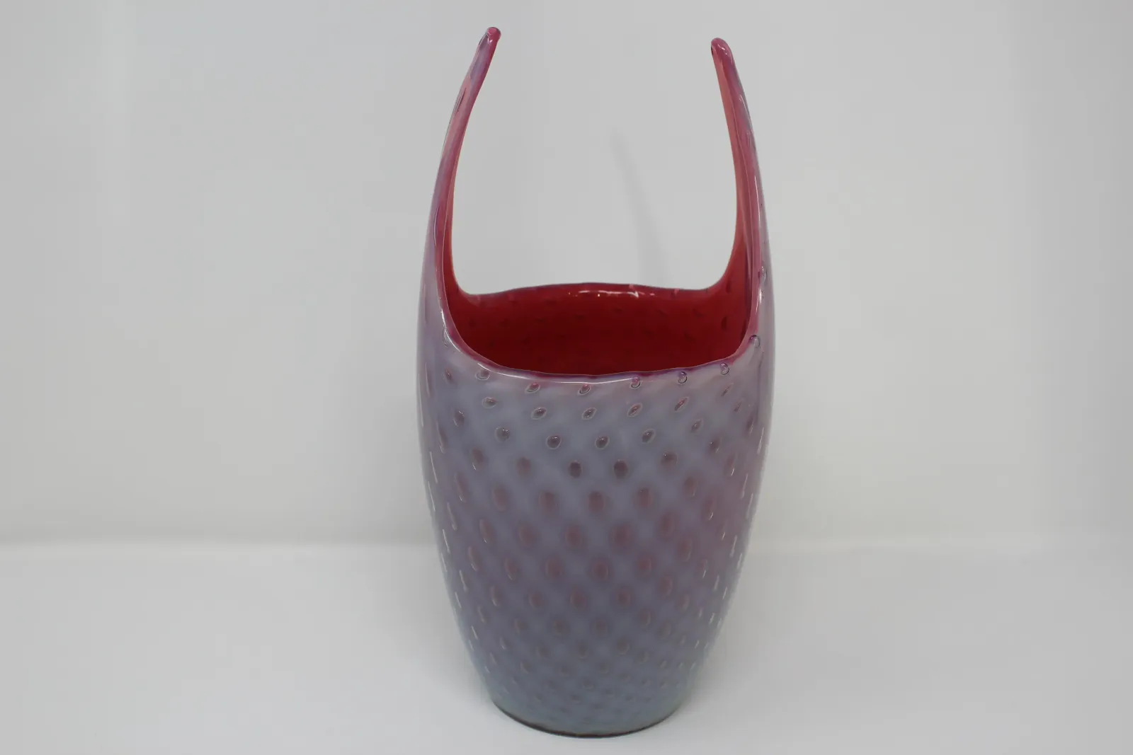 Murano Glass Vase In Pink Bullicante photo buy