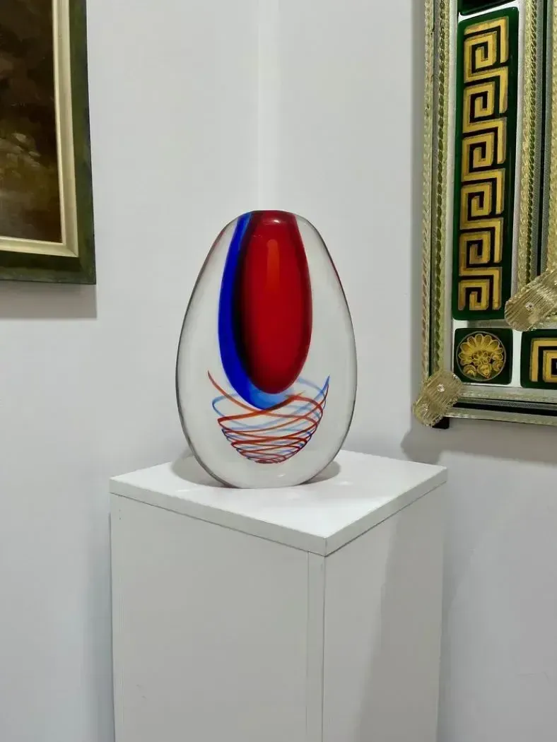 Sommerso Spirale Murano Glass Vase photo furniture