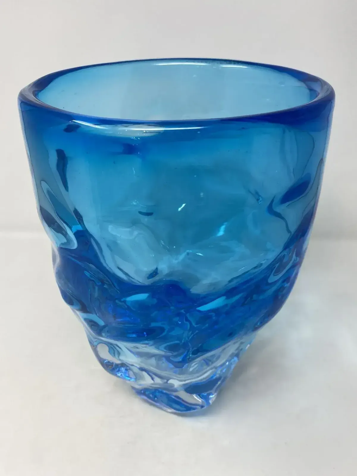 Aquamarine Murano Glass Centerpiece Vase photo for sale